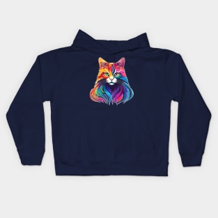 Cat Portrait Rainbow Colors Kids Hoodie